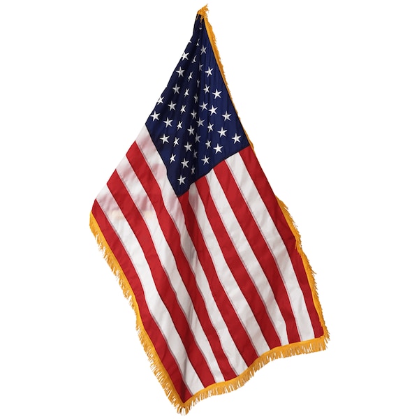 US Indoor Nylon Flag 2'-1/2"x4 with Gold Fringe